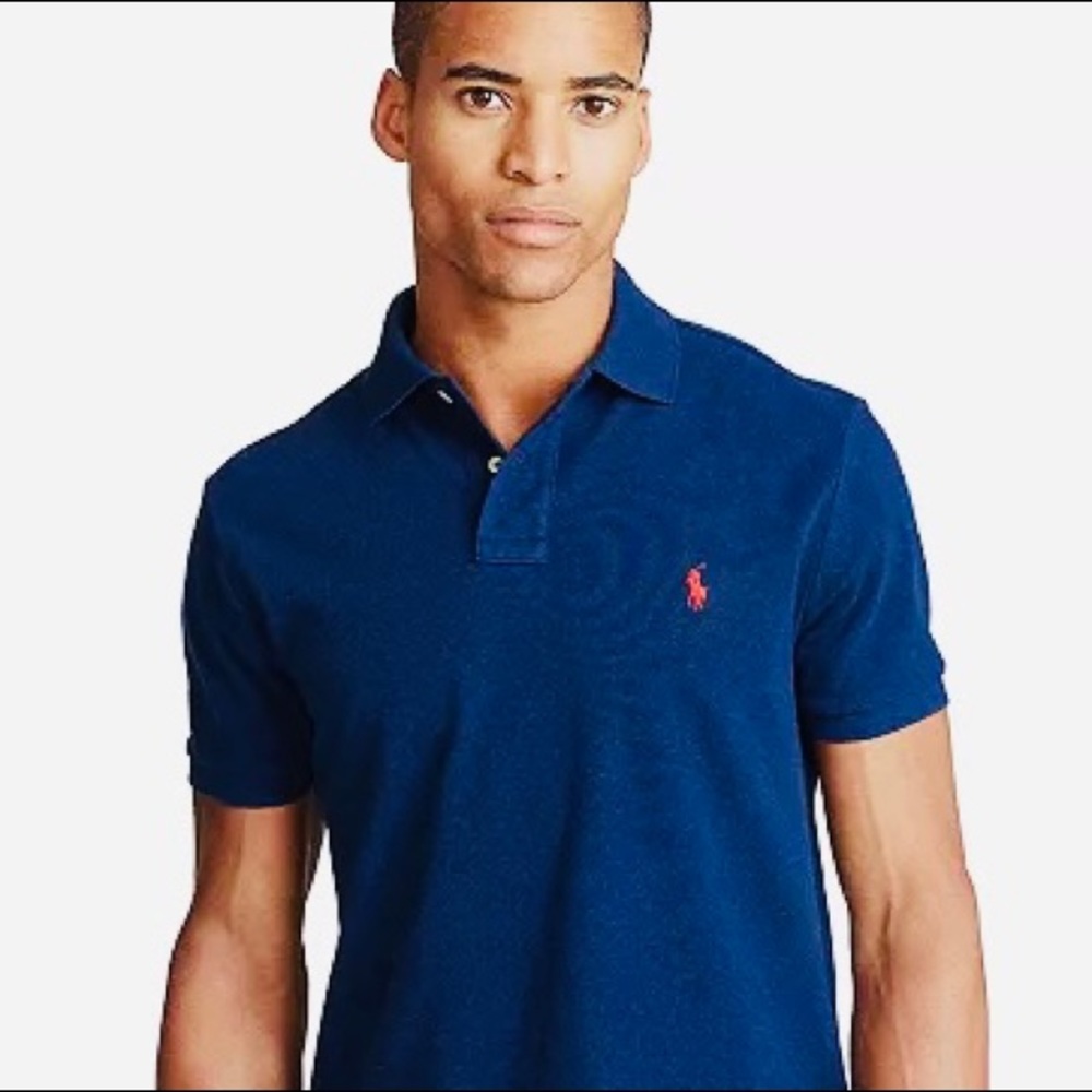 🐎Polo Ralph Lauren InterLock Polo Shirt, Size L, Blue w/Red Logo (NWT)